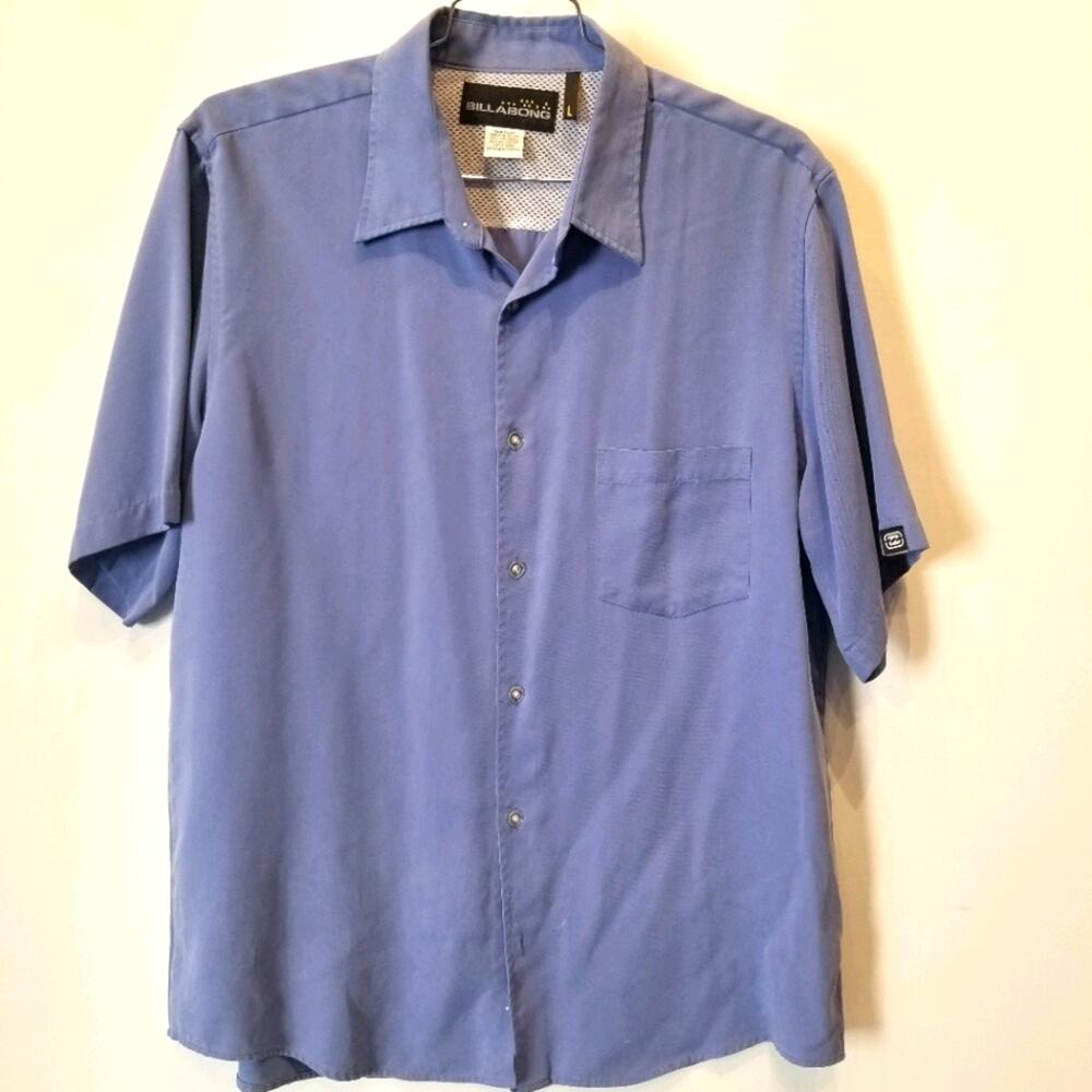 Billabong Men's Blue Button Down Short Sleeve Shirt Coastal Summer Fashion Sz‎ L